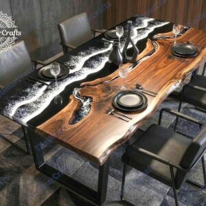 black epoxy river dining  table