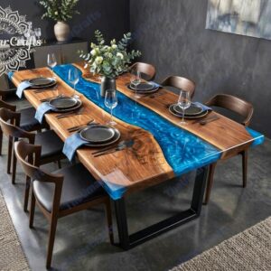 Blue Resin Epoxy Dining Table